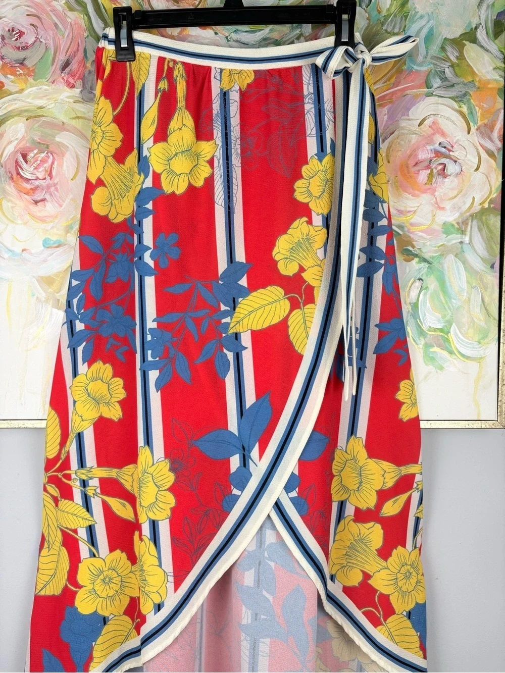 Flying Tomato Floral Wrap Skirt Asymmetrical Boho Vacation S